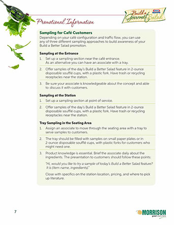 Build a Gourmet Salad Café´ Manager’s Guide – page 7