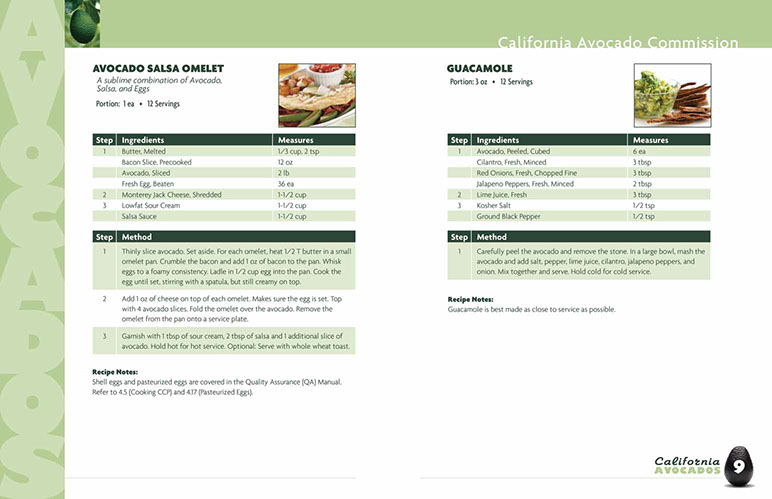 California Avocados Café´ Manager’s Guide design – page 8/9
