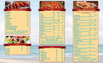 Davis Islands Pizza menu design - inside