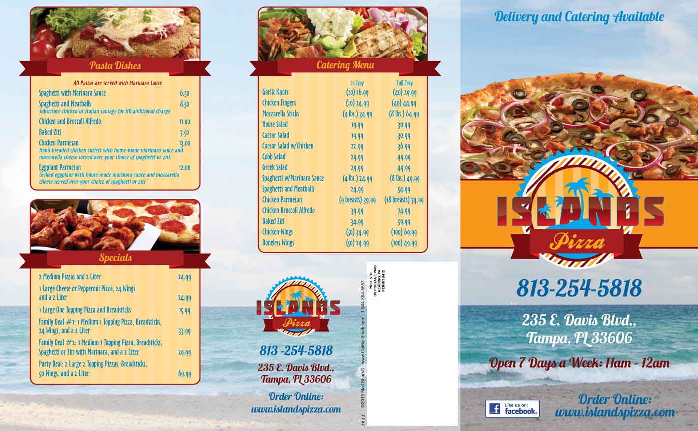 Davis Islands Pizza menu design - front