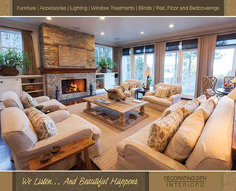 Decorating Den interior design postcard design - front