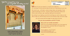 Decorating Den interior design postcard design - back