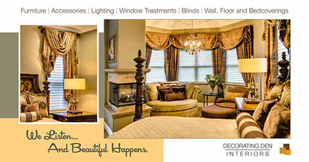 Decorating Den interior design postcard design - front