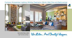 Decorating Den interior design postcard design - front