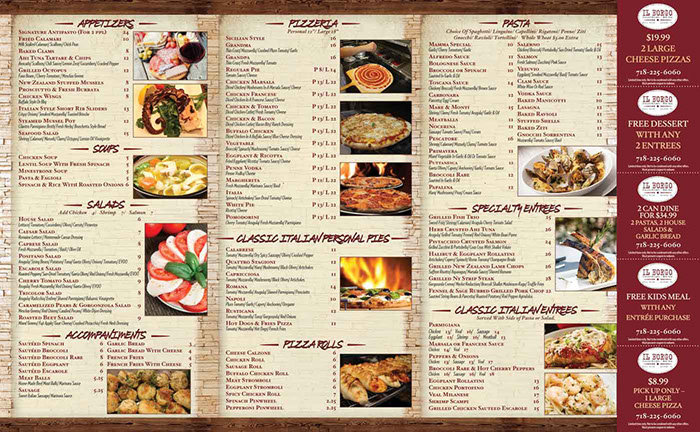 Il Borgo Italian Kitchen restaurant menu design - inside