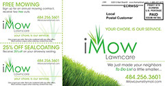 iMow lawncare postcard design - back