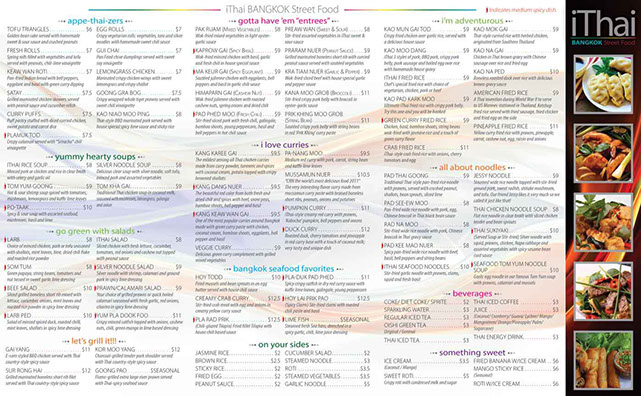 iThai Bangkok Street Food restaurant menu design inside