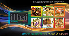 iThai Bangkok Street Food restaurant postcard design - front