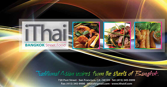 iThai Bangkok Street Food restaurant postcard design - front