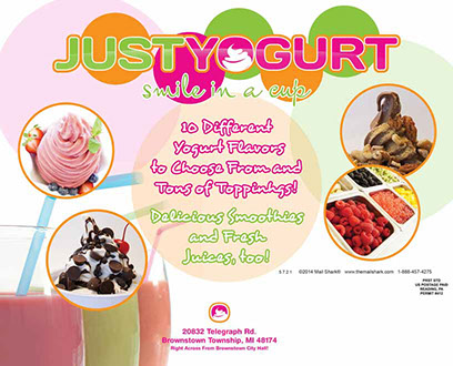 Just Yogurt postcard design - back