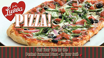 For the Luvva Pizza café HDTV graphics design