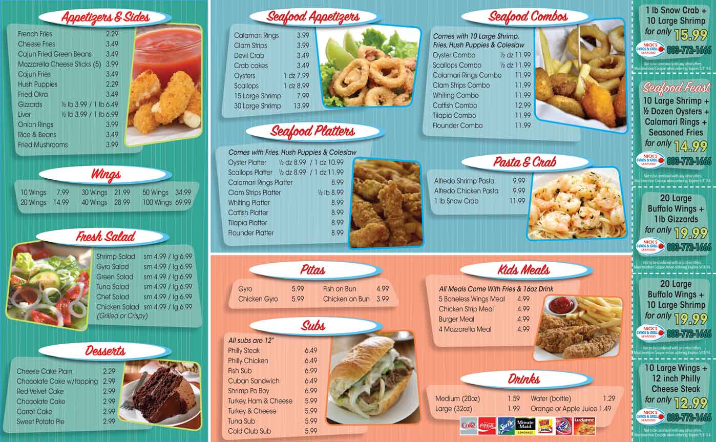 Nick’s Gyros & Grill menu design - inside