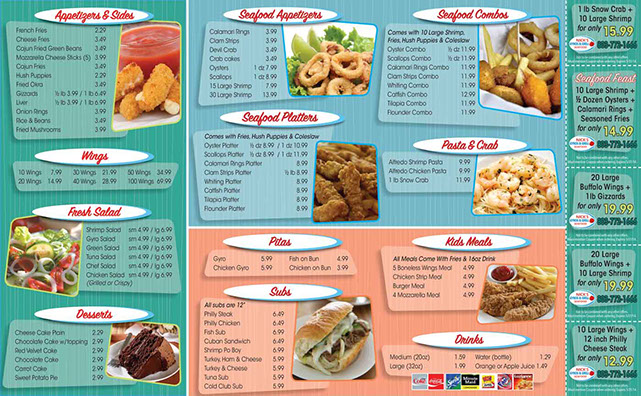 Nick’s Gyros & Grill menu design - inside