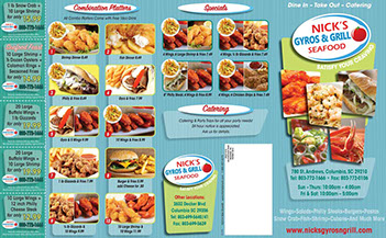 Nick’s Gyros & Grill menu design - front 