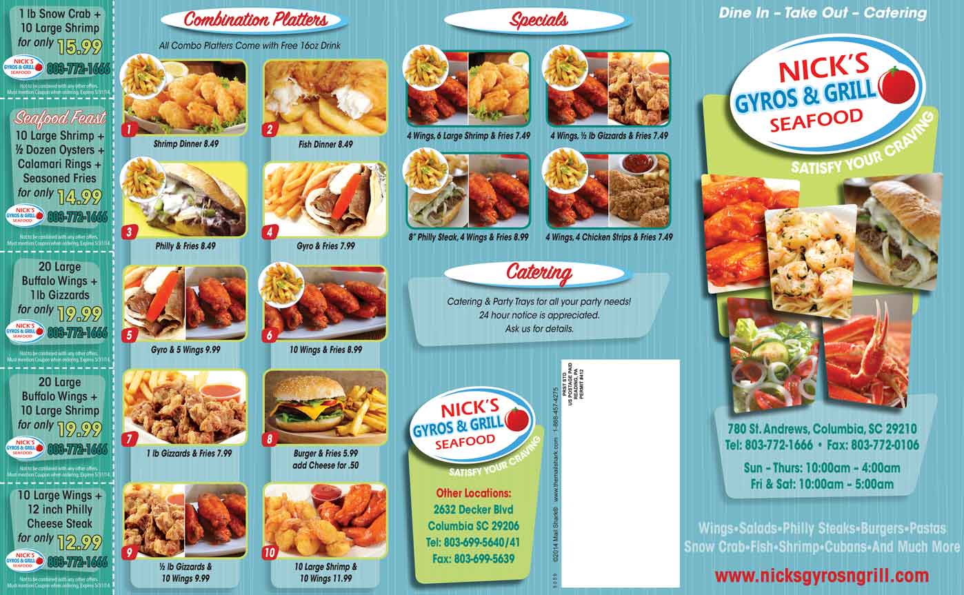 Nick’s Gyros & Grill menu design - front 