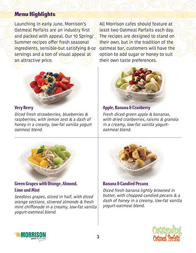 Oatmeal Parfaits Café´ Manager’s Guide design – page 3