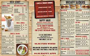 Slider Bar restaurant menu design - inside